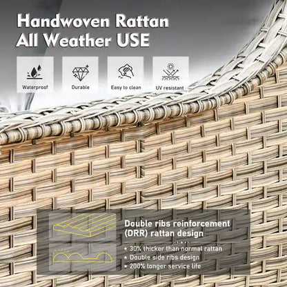 XIZZI 6-piece Wicker Patio Furniture Conversation Seating Set with Fire Pit