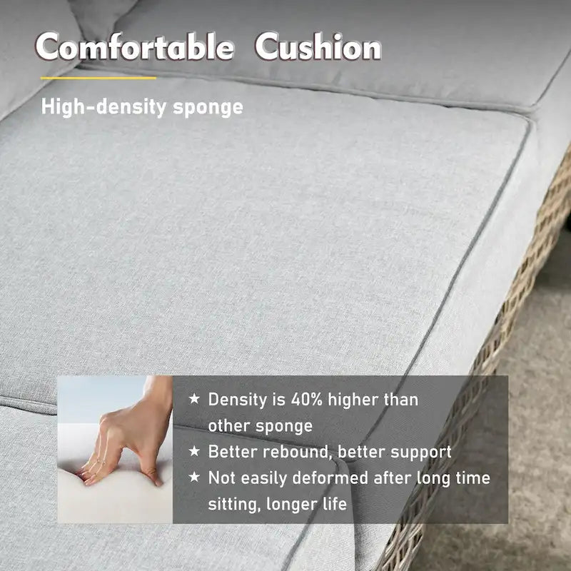 XIZZI 6-piece Wicker Patio Furniture Conversation Seating Set with Fire Pit