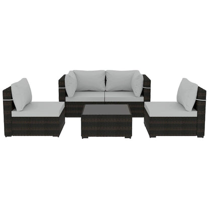 Patio Watcher 5 Pieces Patio Wicker Sectional Sofa Seating Group with Cusions