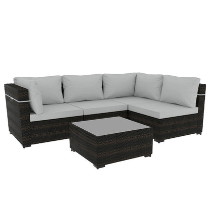 Patio Watcher 5 Pieces Patio Wicker Sectional Sofa Seating Group with Cusions