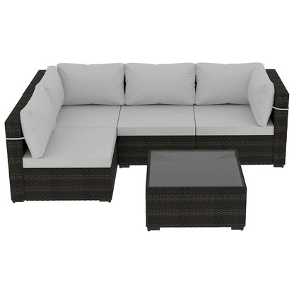 Patio Watcher 5 Pieces Patio Wicker Sectional Sofa Seating Group with Cusions