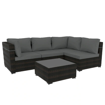 Patio Watcher 5 Pieces Patio Wicker Sectional Sofa Seating Group with Cusions