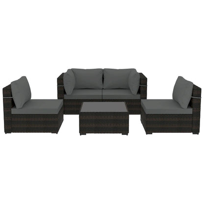 Patio Watcher 5 Pieces Patio Wicker Sectional Sofa Seating Group with Cusions