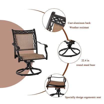 5 Piece Outdoor Patio Cast Aluminum Dining Set