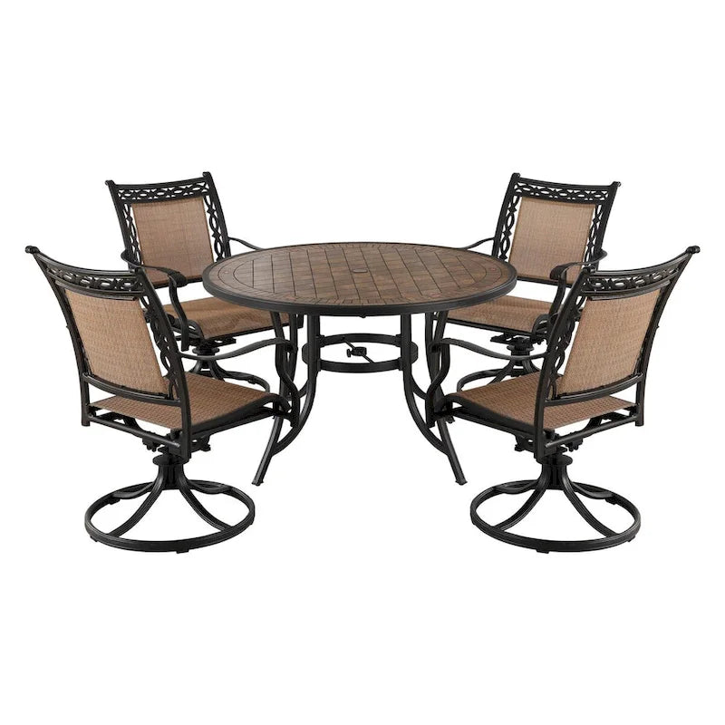 5 Piece Outdoor Patio Cast Aluminum Dining Set