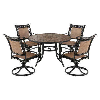 5 Piece Outdoor Patio Cast Aluminum Dining Set