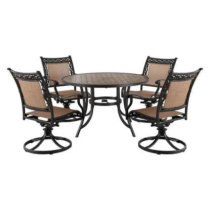 5 Piece Outdoor Patio Cast Aluminum Dining Set