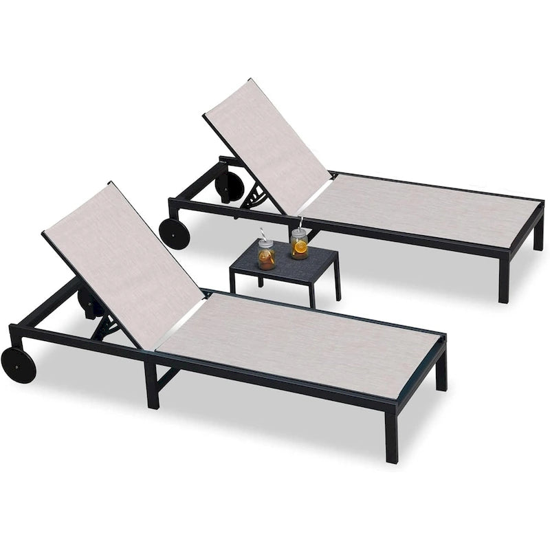 PURPLE LEAF Outdoor Tanning Lounge Chair Set with Face Hole Adjustable Reclining Chairs - N/A