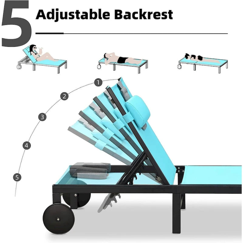 PURPLE LEAF Outdoor Tanning Lounge Chair Set with Face Hole Adjustable Reclining Chairs - N/A