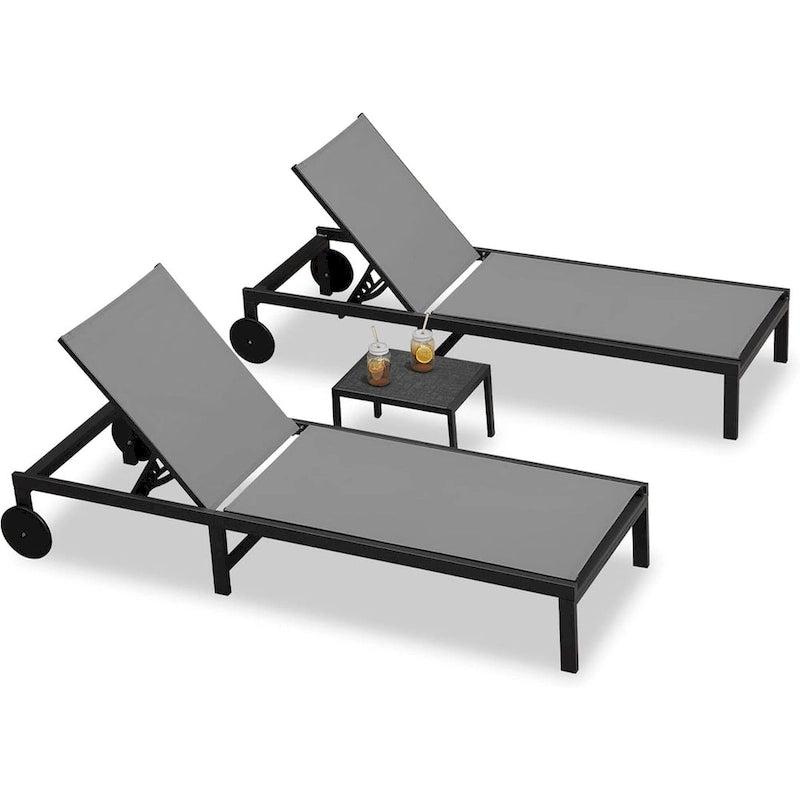 PURPLE LEAF Outdoor Tanning Lounge Chair Set with Face Hole Adjustable Reclining Chairs - N/A