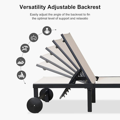 PURPLE LEAF Outdoor Tanning Lounge Chair Set with Face Hole Adjustable Reclining Chairs - N/A