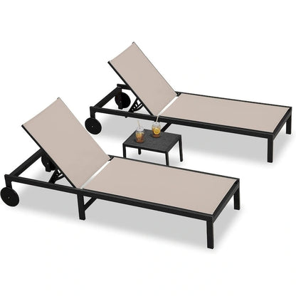 PURPLE LEAF Outdoor Tanning Lounge Chair Set with Face Hole Adjustable Reclining Chairs - N/A