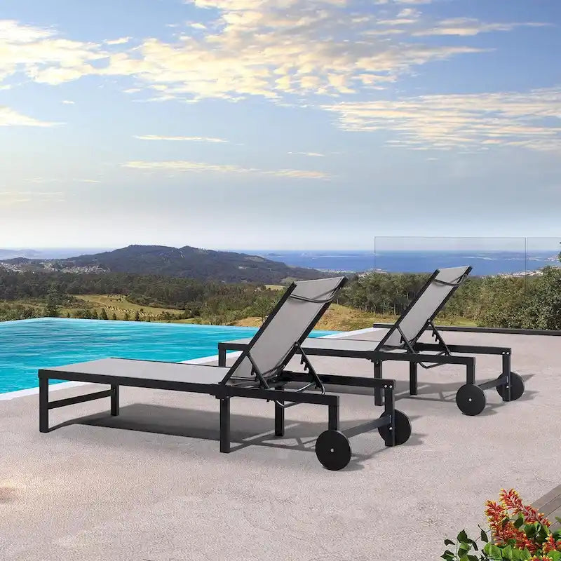 PURPLE LEAF Outdoor Tanning Lounge Chair Set with Face Hole Adjustable Reclining Chairs - N/A