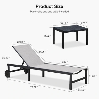 PURPLE LEAF Outdoor Tanning Lounge Chair Set with Face Hole Adjustable Reclining Chairs - N/A