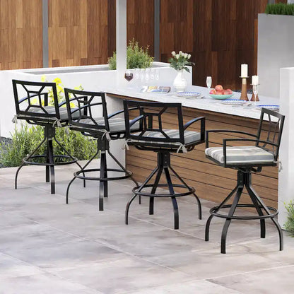Pellebant Patio Aluminum Swivel Bar Stools with Sunbrella Fabric Cushion - N/A