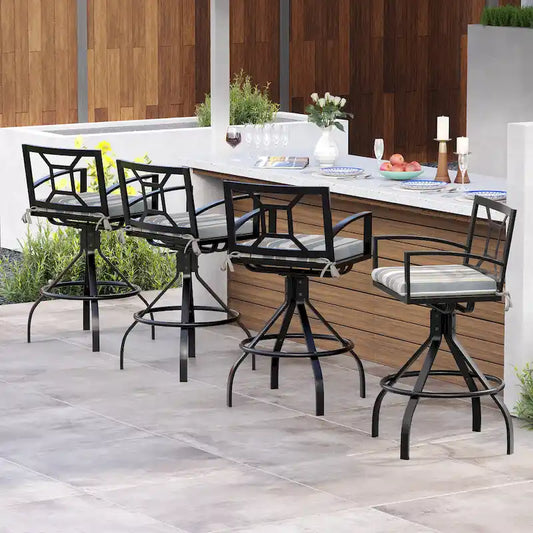 Pellebant Patio Aluminum Swivel Bar Stools with Sunbrella Fabric Cushion - N/A