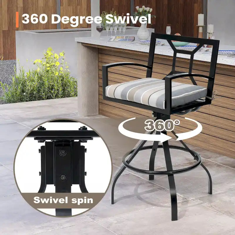 Pellebant Patio Aluminum Swivel Bar Stools with Sunbrella Fabric Cushion - N/A