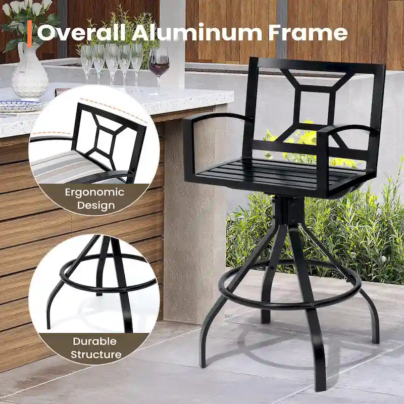 Pellebant Patio Aluminum Swivel Bar Stools with Sunbrella Fabric Cushion - N/A