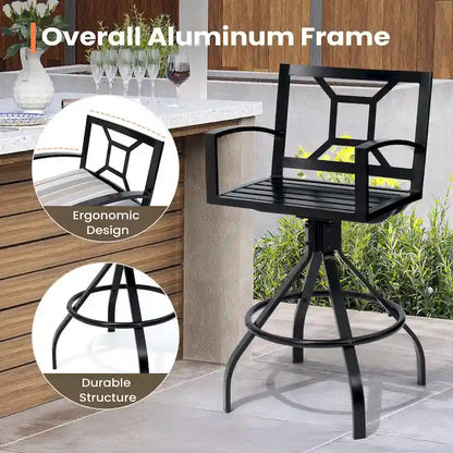 Pellebant Patio Aluminum Swivel Bar Stools with Sunbrella Fabric Cushion - N/A