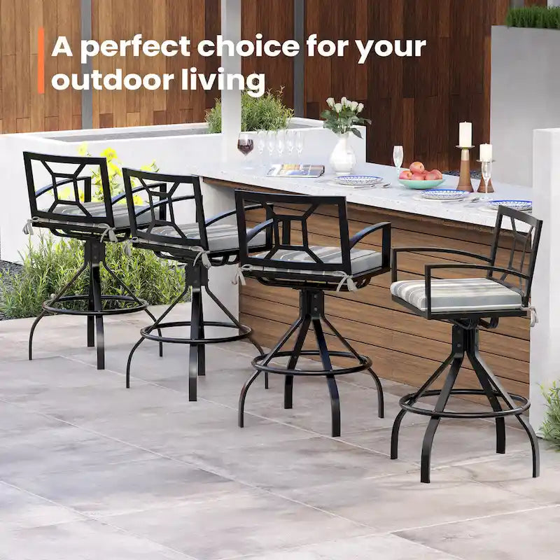 Pellebant Patio Aluminum Swivel Bar Stools with Sunbrella Fabric Cushion - N/A