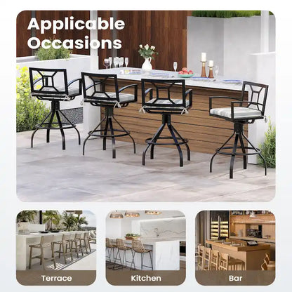 Pellebant Patio Aluminum Swivel Bar Stools with Sunbrella Fabric Cushion - N/A