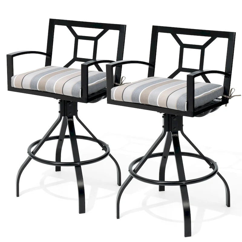 Pellebant Patio Aluminum Swivel Bar Stools with Sunbrella Fabric Cushion - N/A