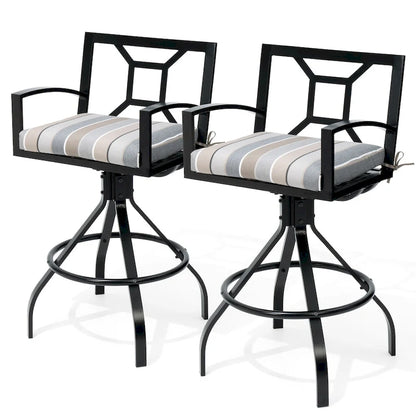 Pellebant Patio Aluminum Swivel Bar Stools with Sunbrella Fabric Cushion - N/A