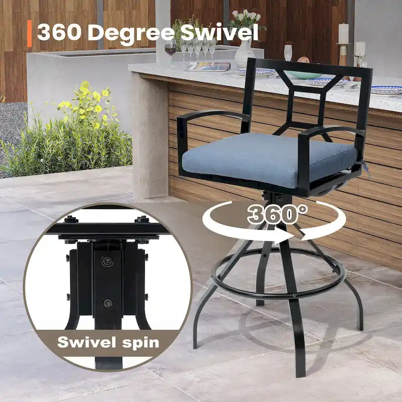 Pellebant Patio Aluminum Swivel Bar Stools with Sunbrella Fabric Cushion - N/A