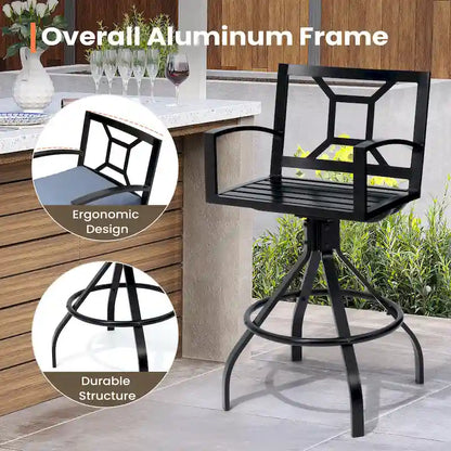 Pellebant Patio Aluminum Swivel Bar Stools with Sunbrella Fabric Cushion - N/A