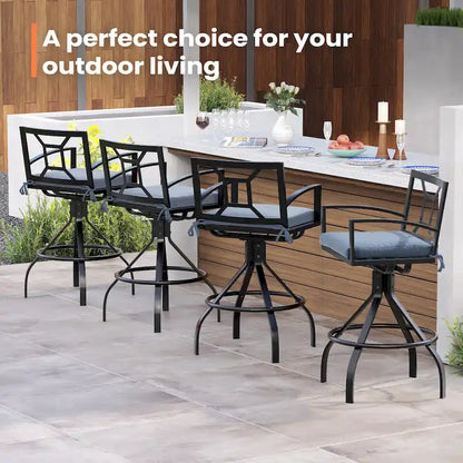 Pellebant Patio Aluminum Swivel Bar Stools with Sunbrella Fabric Cushion - N/A