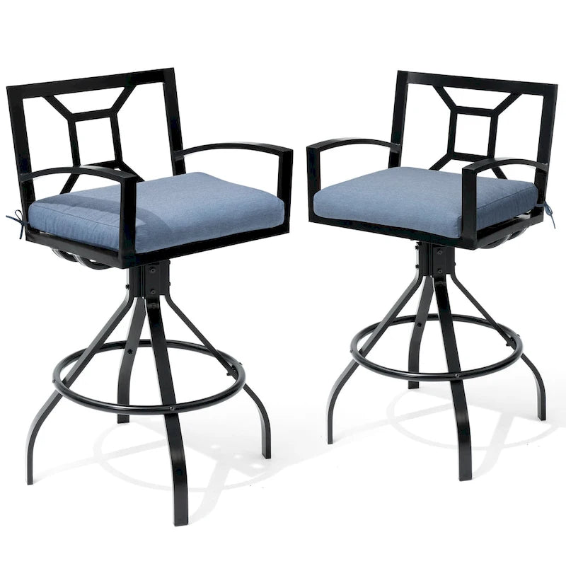 Pellebant Patio Aluminum Swivel Bar Stools with Sunbrella Fabric Cushion - N/A
