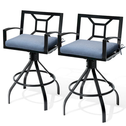 Pellebant Patio Aluminum Swivel Bar Stools with Sunbrella Fabric Cushion - N/A