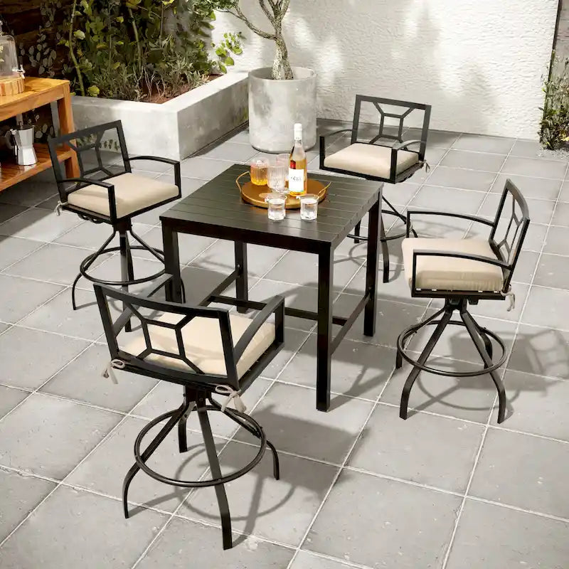 Pellebant Patio Aluminum Swivel Bar Stools with Sunbrella Fabric Cushion - N/A