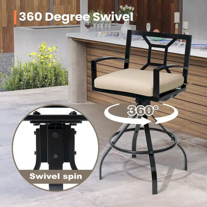 Pellebant Patio Aluminum Swivel Bar Stools with Sunbrella Fabric Cushion - N/A