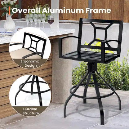 Pellebant Patio Aluminum Swivel Bar Stools with Sunbrella Fabric Cushion - N/A