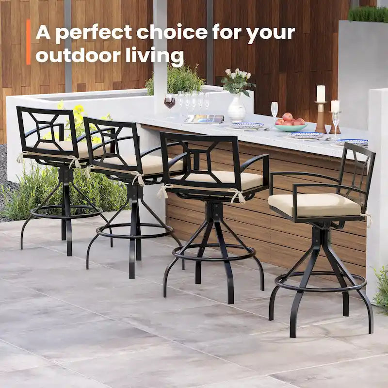 Pellebant Patio Aluminum Swivel Bar Stools with Sunbrella Fabric Cushion - N/A