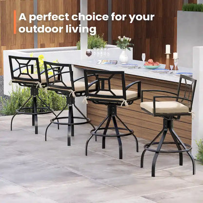 Pellebant Patio Aluminum Swivel Bar Stools with Sunbrella Fabric Cushion - N/A