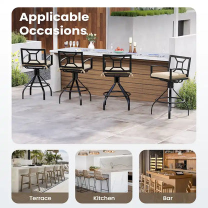 Pellebant Patio Aluminum Swivel Bar Stools with Sunbrella Fabric Cushion - N/A