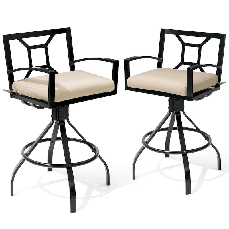 Pellebant Patio Aluminum Swivel Bar Stools with Sunbrella Fabric Cushion - N/A