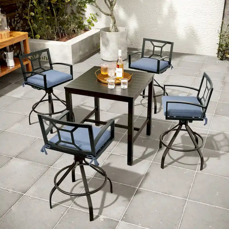 Pellebant Patio Aluminum Swivel Bar Stools with Sunbrella Fabric Cushion - N/A