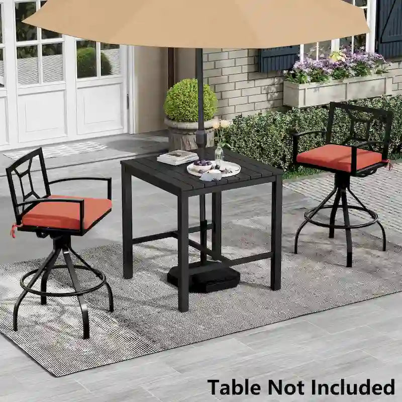 Pellebant Patio Aluminum Swivel Bar Stools with Sunbrella Fabric Cushion - N/A