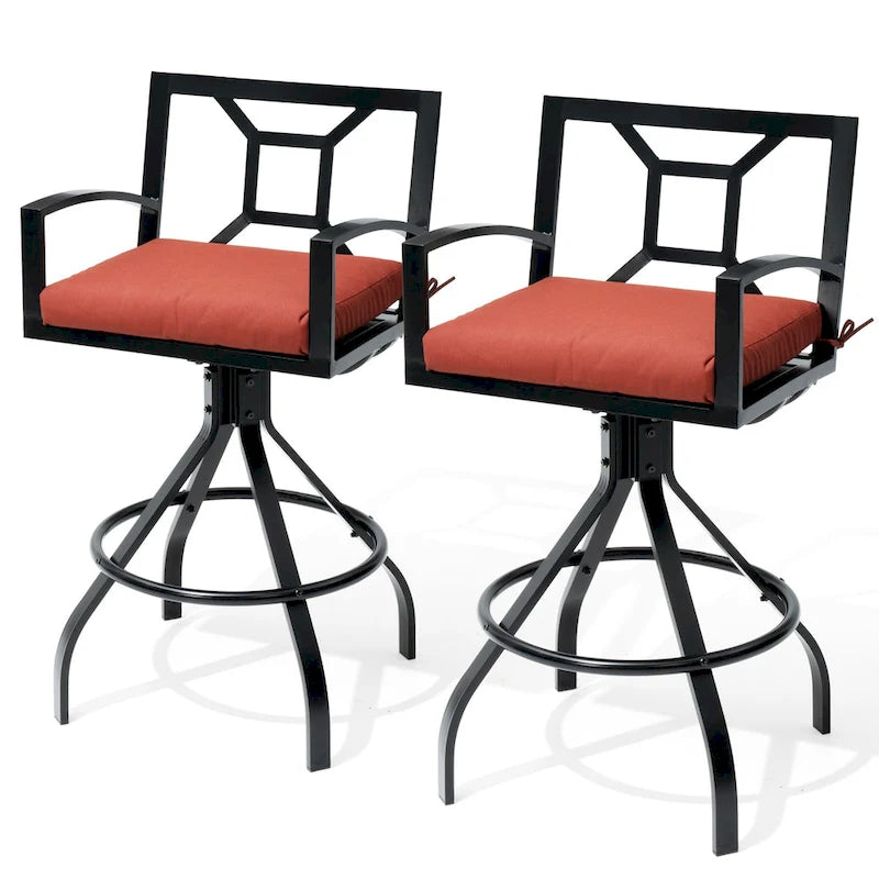 Pellebant Patio Aluminum Swivel Bar Stools with Sunbrella Fabric Cushion - N/A