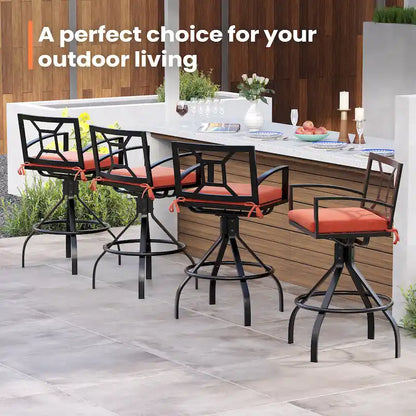Pellebant Patio Aluminum Swivel Bar Stools with Sunbrella Fabric Cushion - N/A