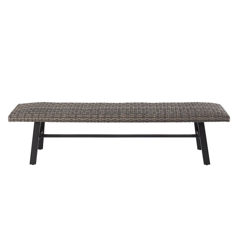 Outdoor/Indoor Dining Wicker Bench for Garden, Porch, Backyard