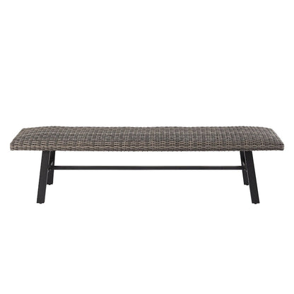 Outdoor/Indoor Dining Wicker Bench for Garden, Porch, Backyard