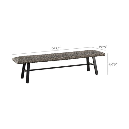 Outdoor/Indoor Dining Wicker Bench for Garden, Porch, Backyard