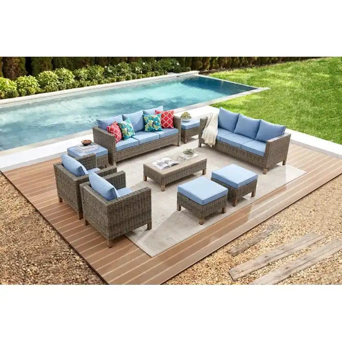 9 Piece Sectional Seating Group with Cushions