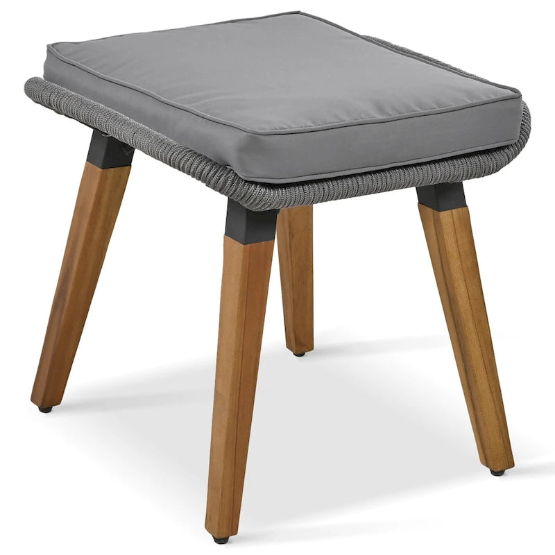 6-Piece Rope Patio Conversation Set with 2 in. 1 Wood Cool Bar Table and Cushions