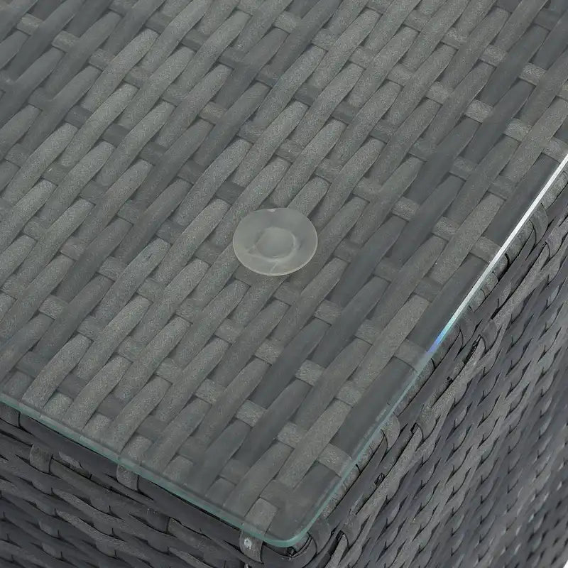 8 Pieces Outdoor Wicker Curved Patio Sectional with Rectangular Coffee Table and Movable Cushions