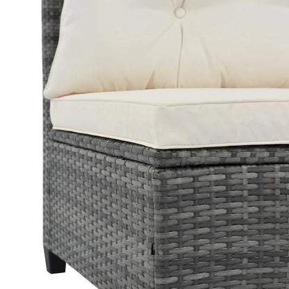 8 Pieces Outdoor Wicker Curved Patio Sectional with Rectangular Coffee Table and Movable Cushions